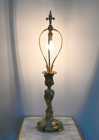 Lampe en Bronze Doré, Art Nouveau – Fin XIXe