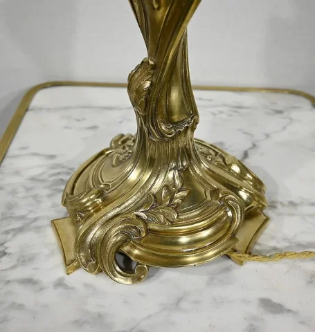 Lampe en Bronze Doré, Art Nouveau – Fin XIXe