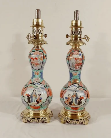 Paire de Lampes à Pétrole, époque Napoléon III – Milieu XIXe