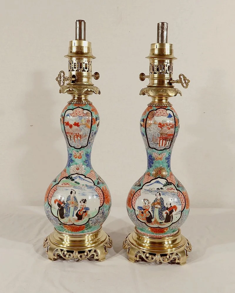 PAIR OF NAPOLEON III PERIOD PETROL LAMPS