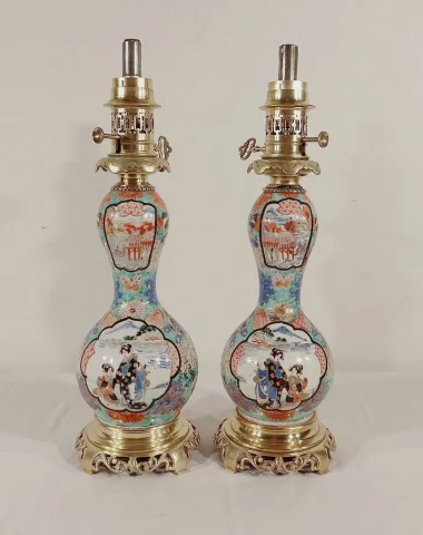 Paire de Lampes à Pétrole, époque Napoléon III – Milieu XIXe