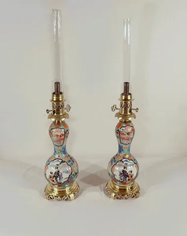 Paire de Lampes à Pétrole, époque Napoléon III – Milieu XIXe