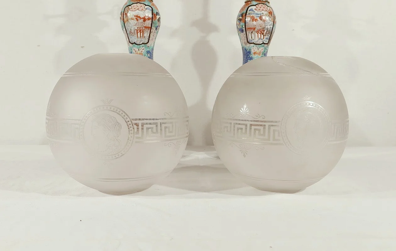 PAIR OF NAPOLEON III PERIOD PETROL LAMPS