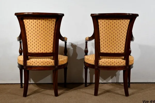 Paire de Fauteuils en Acajou, style Louis XVI – 2ème partie XIXe