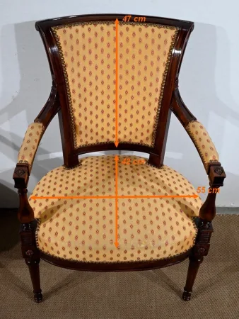 Paire de Fauteuils en Acajou, style Louis XVI – 2ème partie XIXe