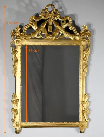 Miroir Rectangulaire en Bois Doré, style Louis XVI – Fin XIXe