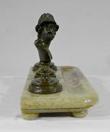 Important Encrier en Onyx du Pakistan et Bronze – Fin XIXe