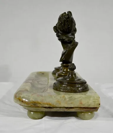 Important Encrier en Onyx du Pakistan et Bronze – Fin XIXe