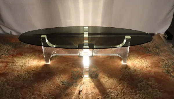 Rare Table Basse Éclairante par Philippe Jean - 1970