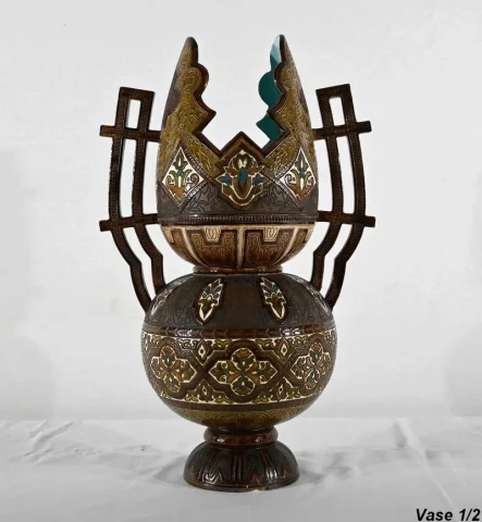 Importants Vases Cloisonnés en Céramique, Hispano-Mauresque - Fin XIXe