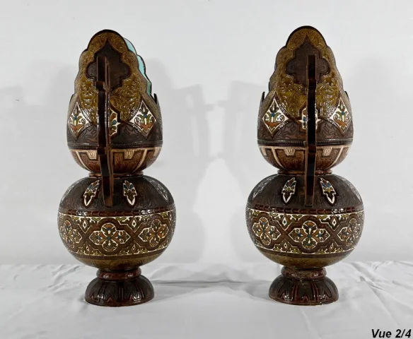 Importants Vases Cloisonnés en Céramique, Hispano-Mauresque - Fin XIXe