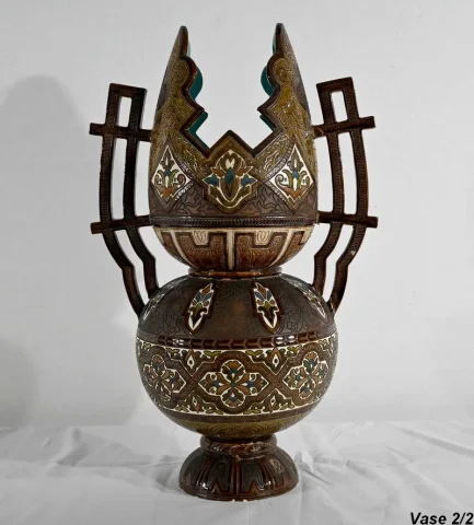 Importants Vases Cloisonnés en Céramique, Hispano-Mauresque - Fin XIXe
