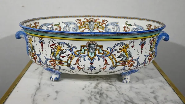 Jardinière en Faïence de Gien, style Renaissance – Début XXe