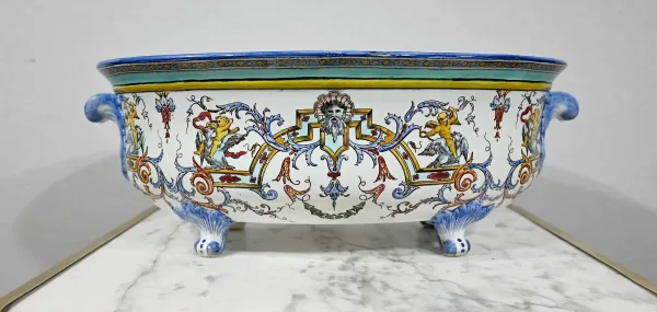 Jardinière en Faïence de Gien, style Renaissance – Début XXe