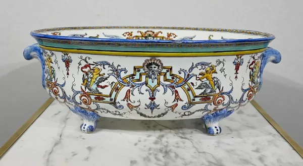 Jardinière en Faïence de Gien, style Renaissance – Début XXe