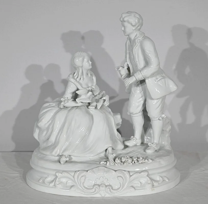Faïence « Couple de Galants », d’après F.Boucher, Sèvres – Fin XIXe