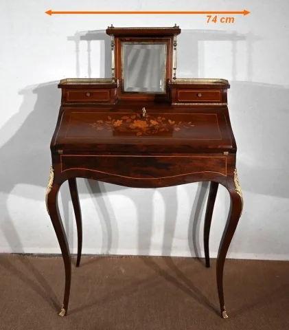 Petit Bureau de Dame en Placage de Palissandre, style Louis XV – 2ème partie du XIXe