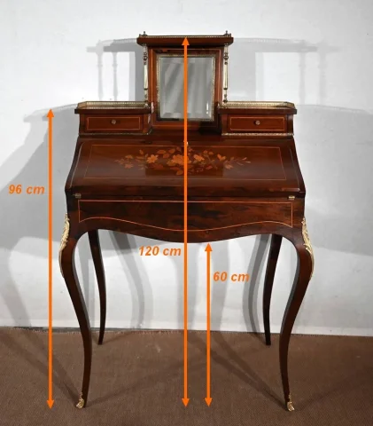 Petit Bureau de Dame en Placage de Palissandre, style Louis XV – 2ème partie du XIXe