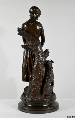 Bronze « La Jeune Femme au Chien », signé E-L.Truffot – 2ème moitié du XIXe