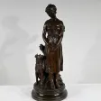 Bronze « La Jeune Femme au Chien », signé E-L.Truffot – 2ème moitié du XIXe