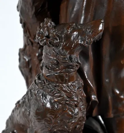 Bronze « La Jeune Femme au Chien », signé E-L.Truffot – 2ème moitié du XIXe