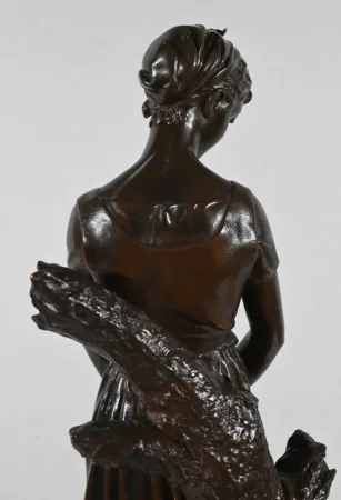 Bronze « La Jeune Femme au Chien », signé E-L.Truffot – 2ème moitié du XIXe