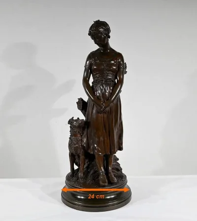 Bronze « La Jeune Femme au Chien », signé E-L.Truffot – 2ème moitié du XIXe