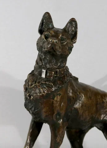 BRONZE DOG signed T-F CARTIER