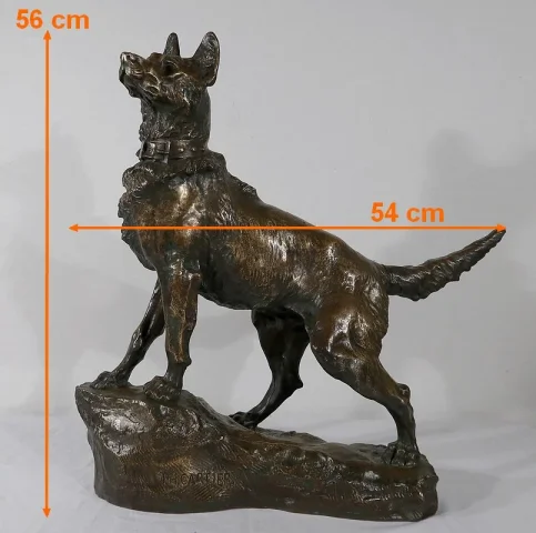 BRONZE DOG signed T-F CARTIER