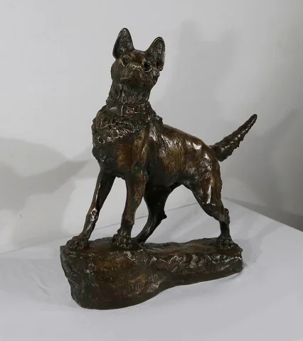 BRONZE DOG signed T-F CARTIER