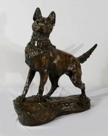 BRONZE DOG signed T-F CARTIER