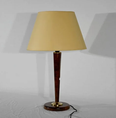 Lampe en Acajou et Laiton, d’après Mazda - 1950