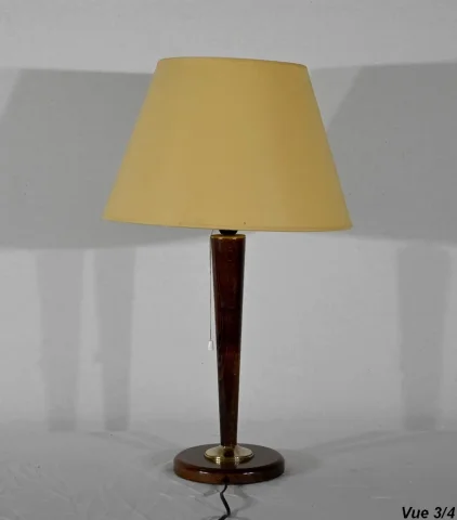 Lampe en Acajou et Laiton, d’après Mazda - 1950