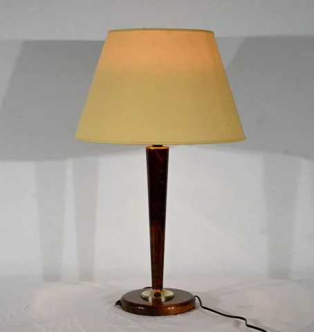 Lampe en Acajou et Laiton, d’après Mazda - 1950
