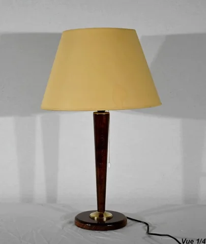 Lampe en Acajou et Laiton, d’après Mazda - 1950