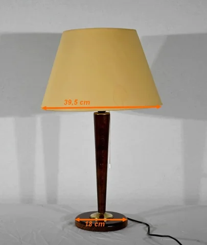 Lampe en Acajou et Laiton, d’après Mazda - 1950