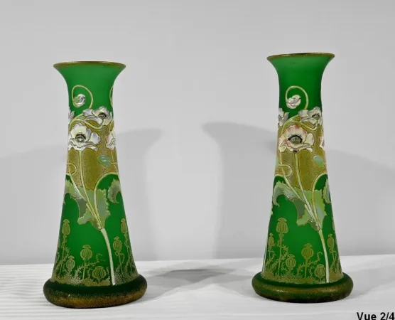 Paire de Vases en Pâte de Verre, Legras, Art Nouveau – Fin XIXe