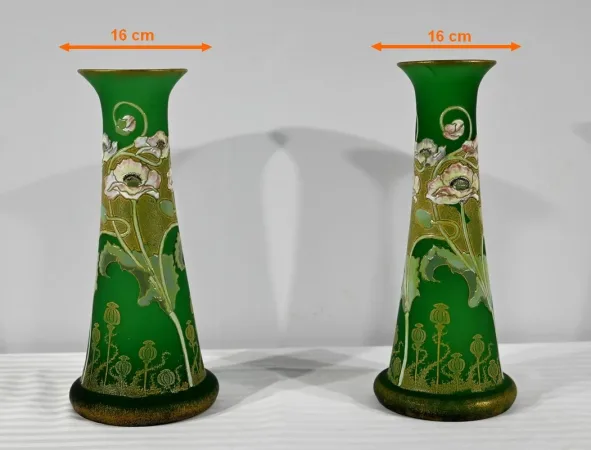 Paire de Vases en Pâte de Verre, Legras, Art Nouveau – Fin XIXe
