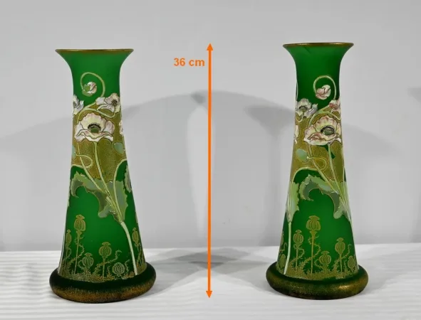 Paire de Vases en Pâte de Verre, Legras, Art Nouveau – Fin XIXe