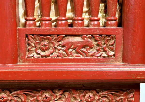 Palanquin Barreaudé en Teck, Chine – Fin XIXe