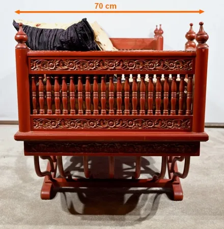 Palanquin Barreaudé en Teck, Chine – Fin XIXe