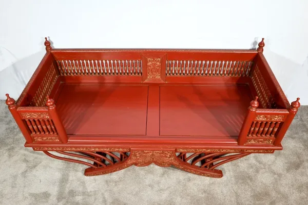 Palanquin Barreaudé en Teck, Chine – Fin XIXe