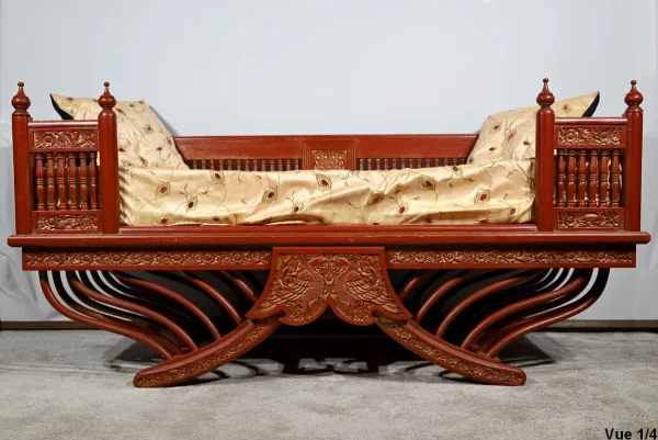 Palanquin Barreaudé en Teck, Chine – Fin XIXe
