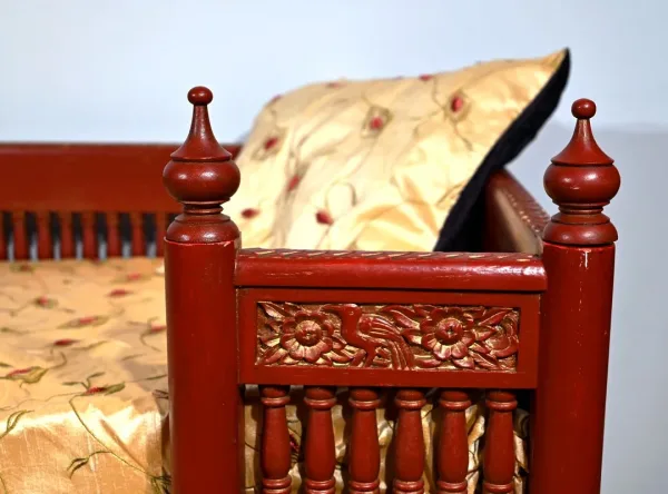 Palanquin Barreaudé en Teck, Chine – Fin XIXe