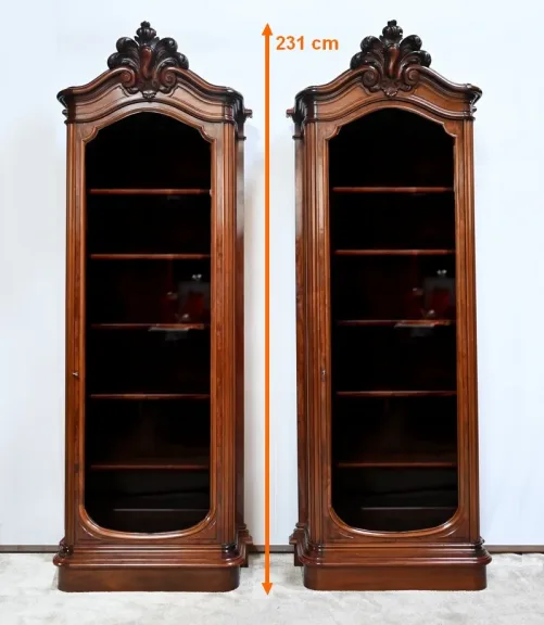 Rare Paire de Vitrines de Propriété en Acajou, style Napoléon III – 2ème partie du XIXe