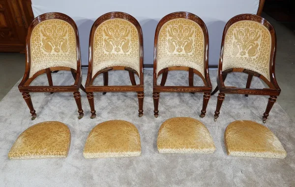 Suite de 4 Chaises en Palissandre, époque Charles X – Début XIXe