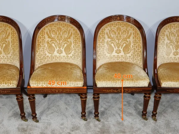 Suite de 4 Chaises en Palissandre, époque Charles X – Début XIXe