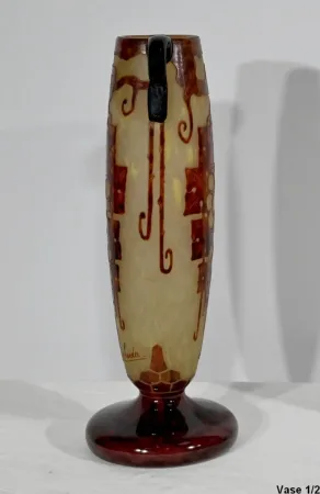 Paire de Vases « Le Verre Français », signés Charder, Art Déco – 1927