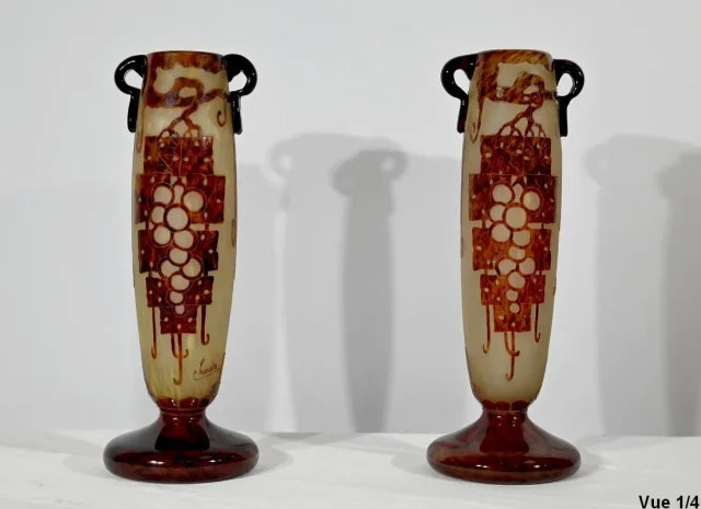 PAIR OF VASES signed CHARDER