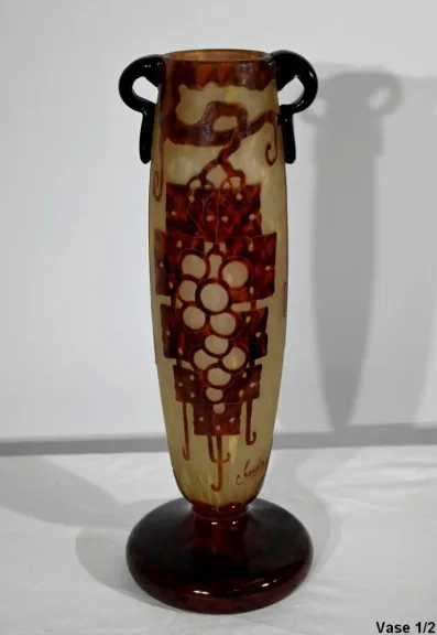 Paire de Vases « Le Verre Français », signés Charder, Art Déco – 1927